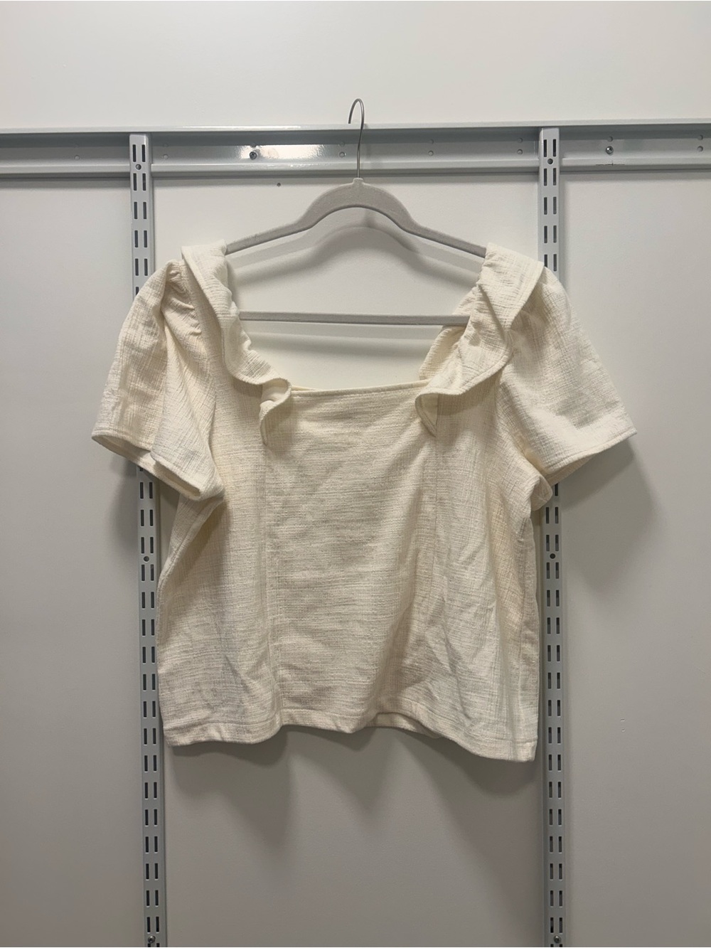 Madewell Cream Ruffle-Trim Square Neck Top